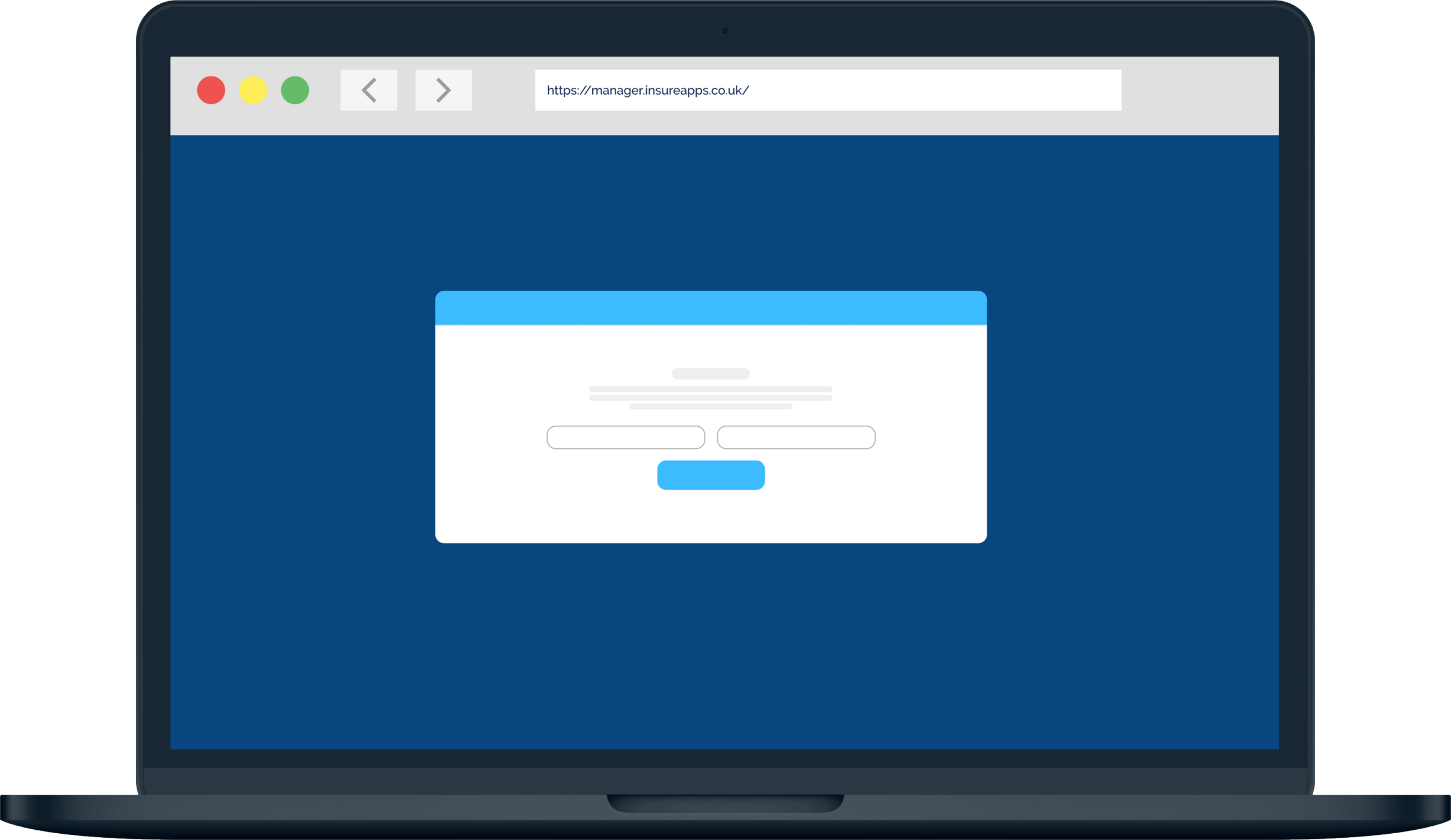 A picture of a laptop with the insurapps web app visible